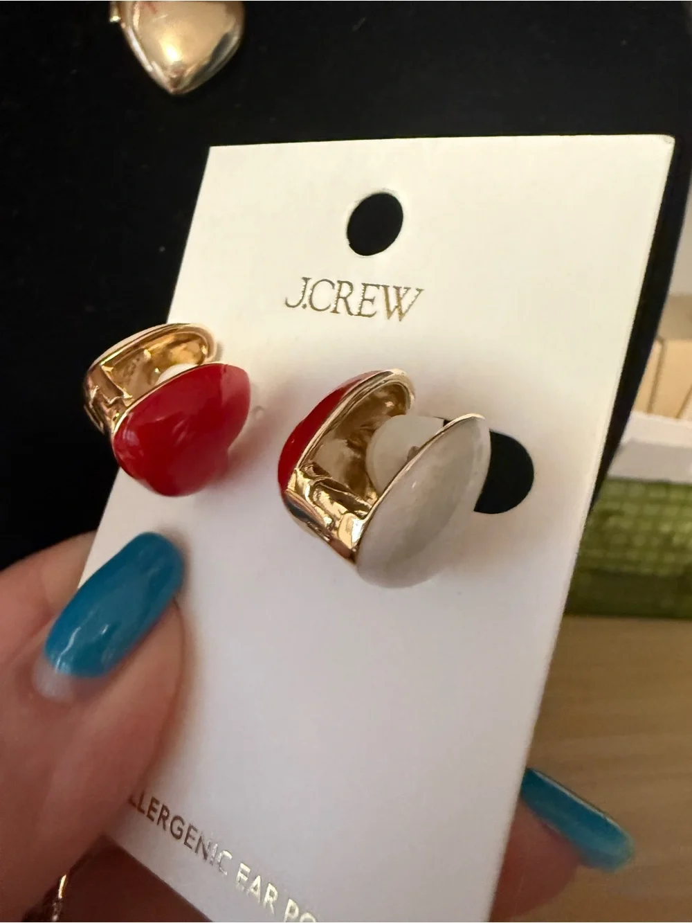 J.Crew Reversible Heart Post Earrings | NWT | Hypoallergenic | $44.50 Retail
